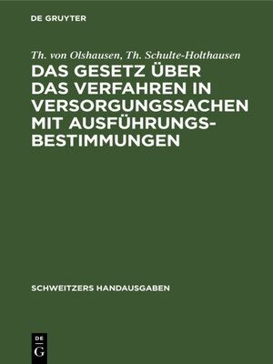 cover image of Das Gesetz über das Verfahren in Versorgungssachen mit Ausführungsbestimmungen